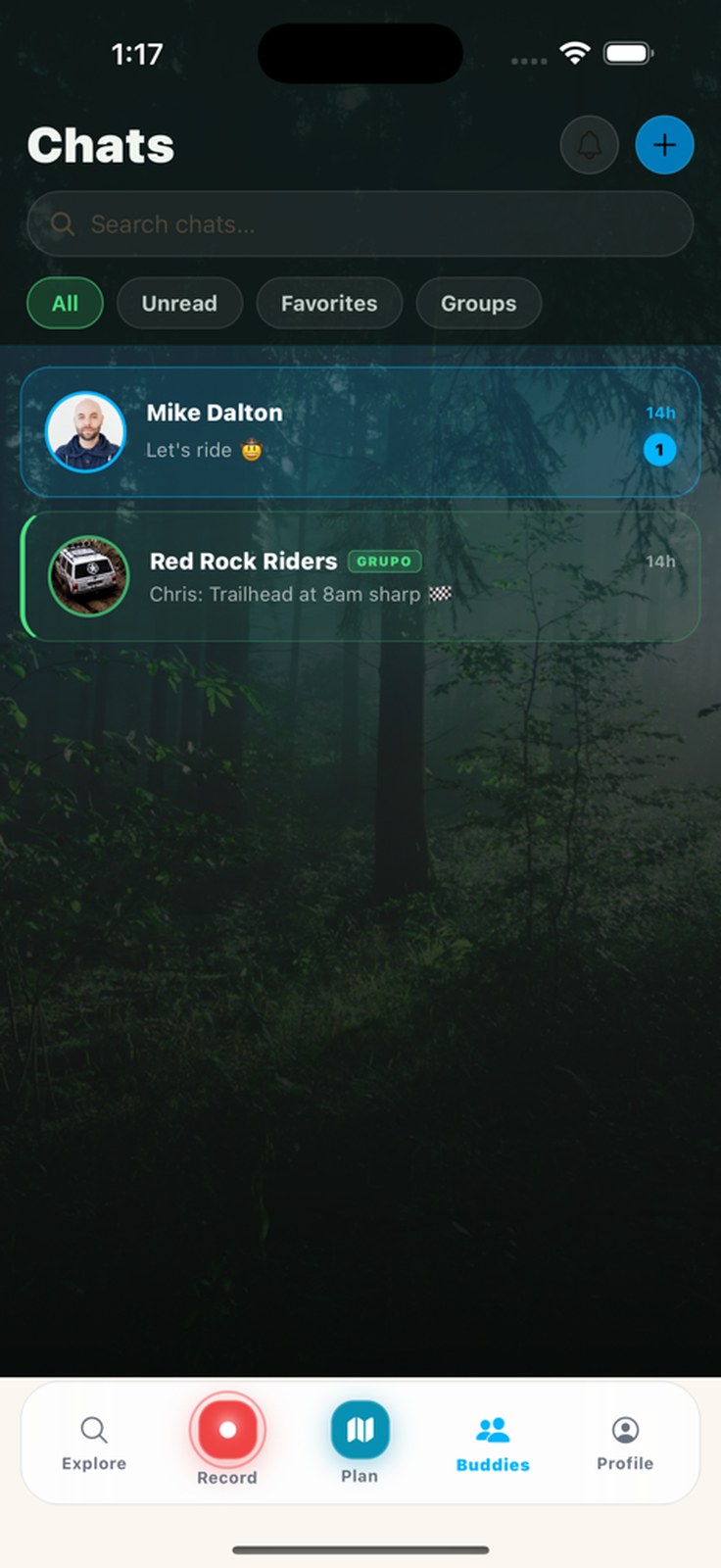 Pantalla de Chats de TriakaMap